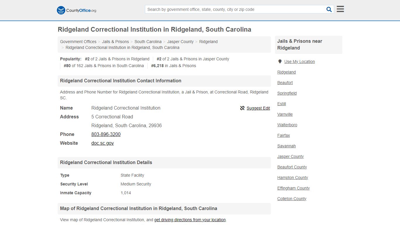 Ridgeland Correctional Institution in Ridgeland, South Carolina